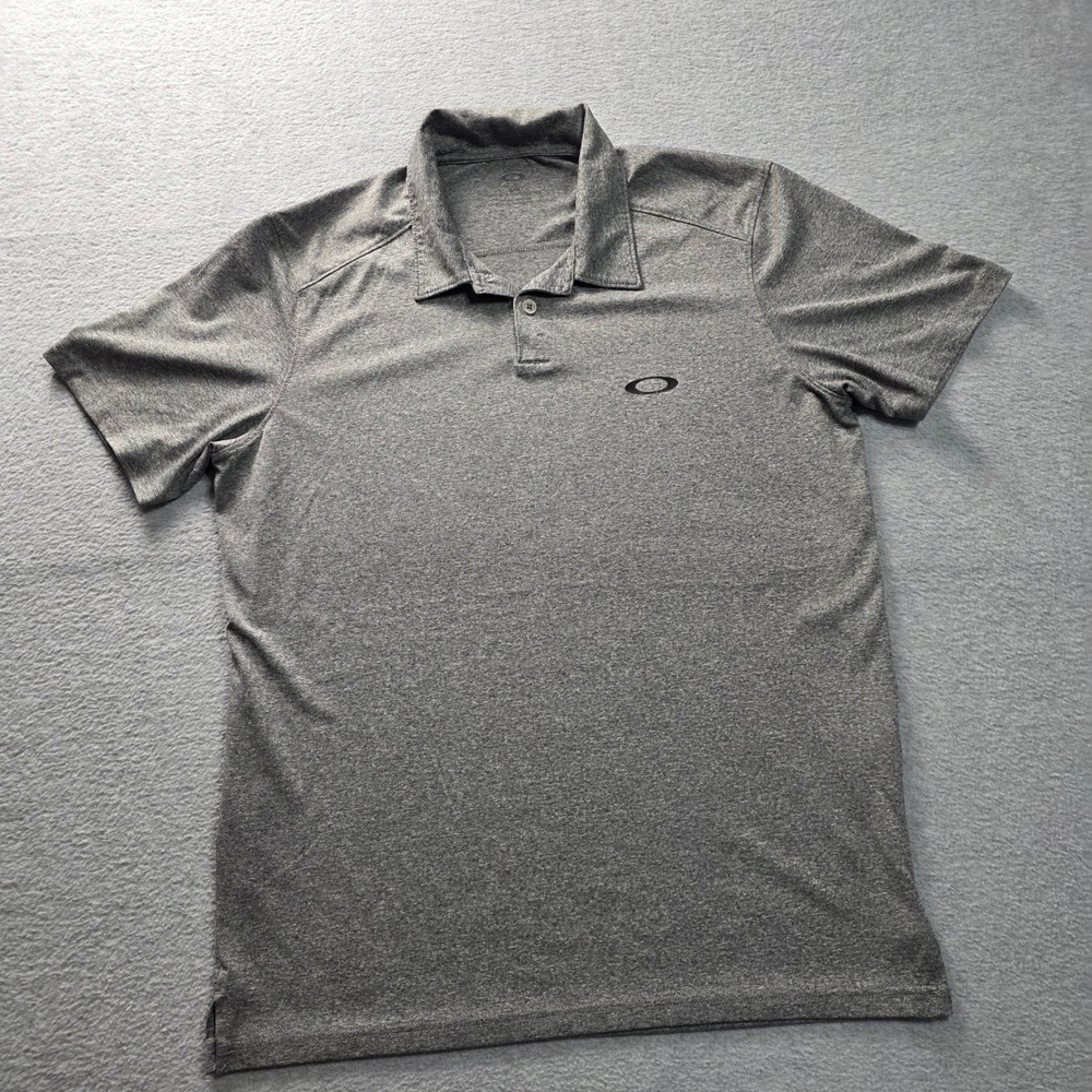 Oakley Mens Golf Polo Shirt Grey Short Sleeve Ellipse Logo Regular Fit Size M‎